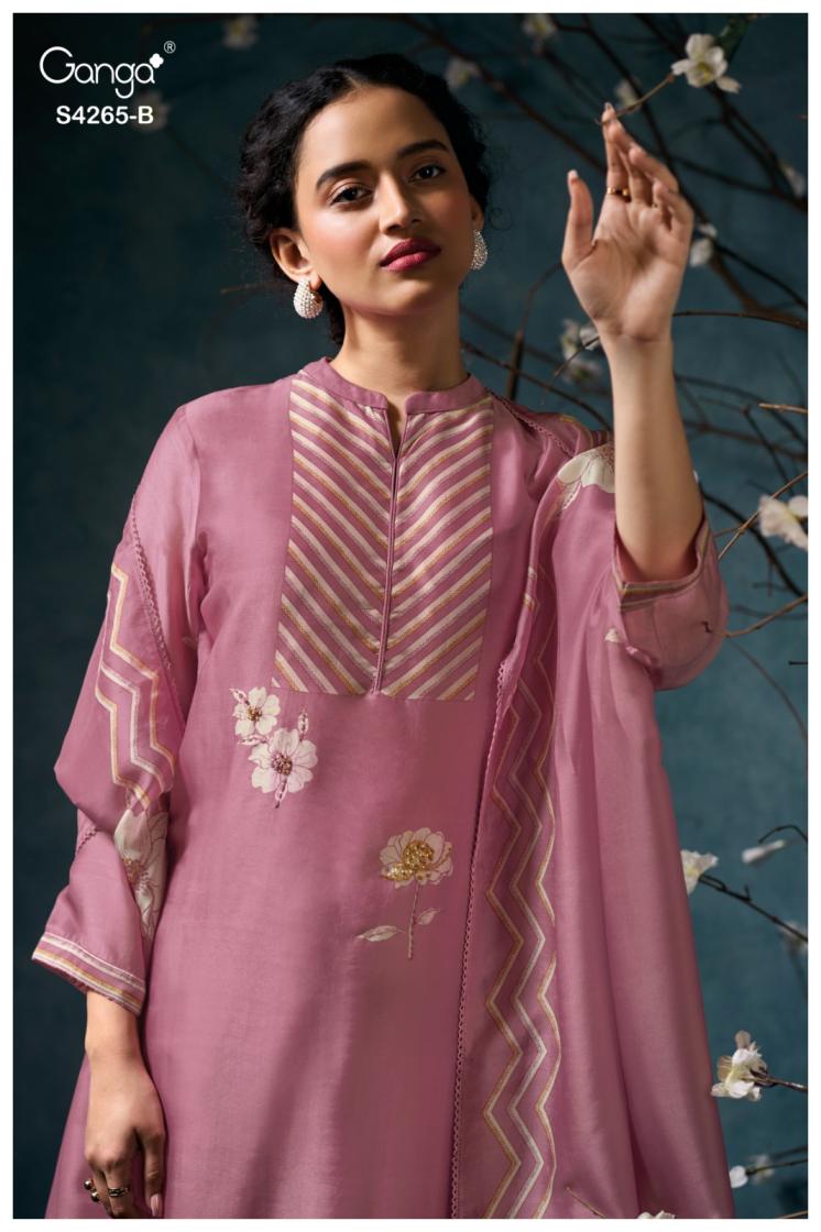 BUY GANGA SUITS SINGLE PIECE GANGA PRISELLE S4265 DUPATTA DESIGN