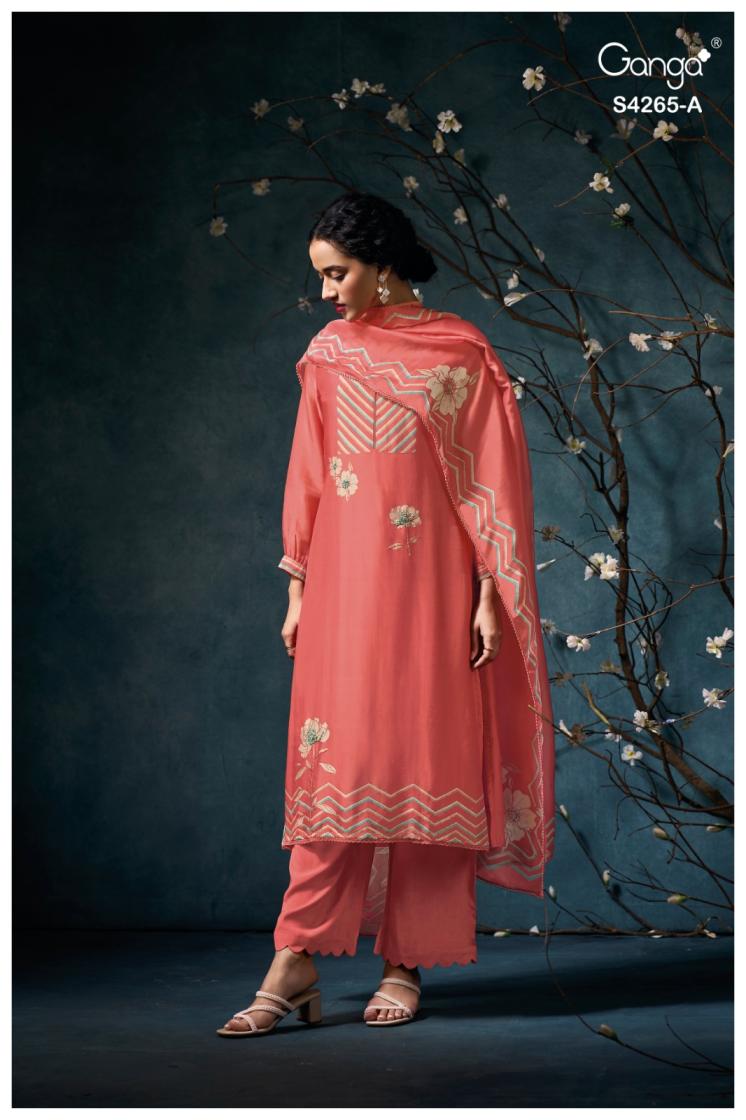BUY GANGA SUITS SINGLE PIECE GANGA PRISELLE S4265 FABRIC DETAIL