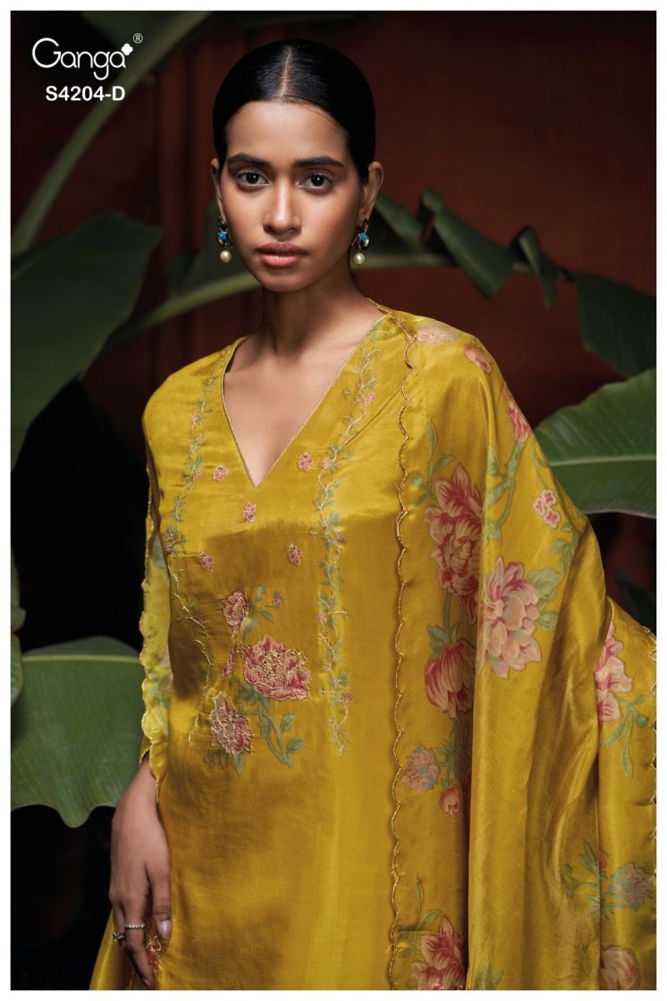 BUY GANGA SUITS SINGLE PIECE GANGA RIVA S4202 FABRIC DETAIL