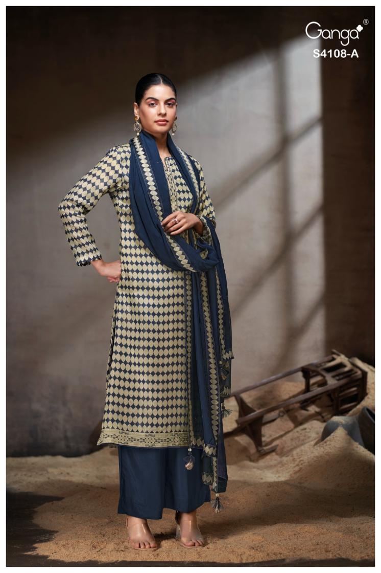 BUY GANGA SUITS GANGA RIVANA S4108 FRONT VIEW