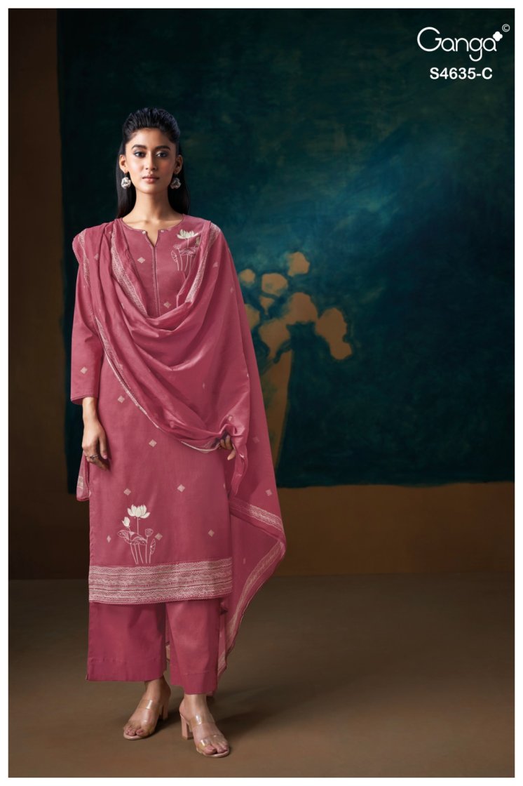 BUY GANGA SUITS ONLINE GANGA RIVRA S4635 DUPATTA DESIGN