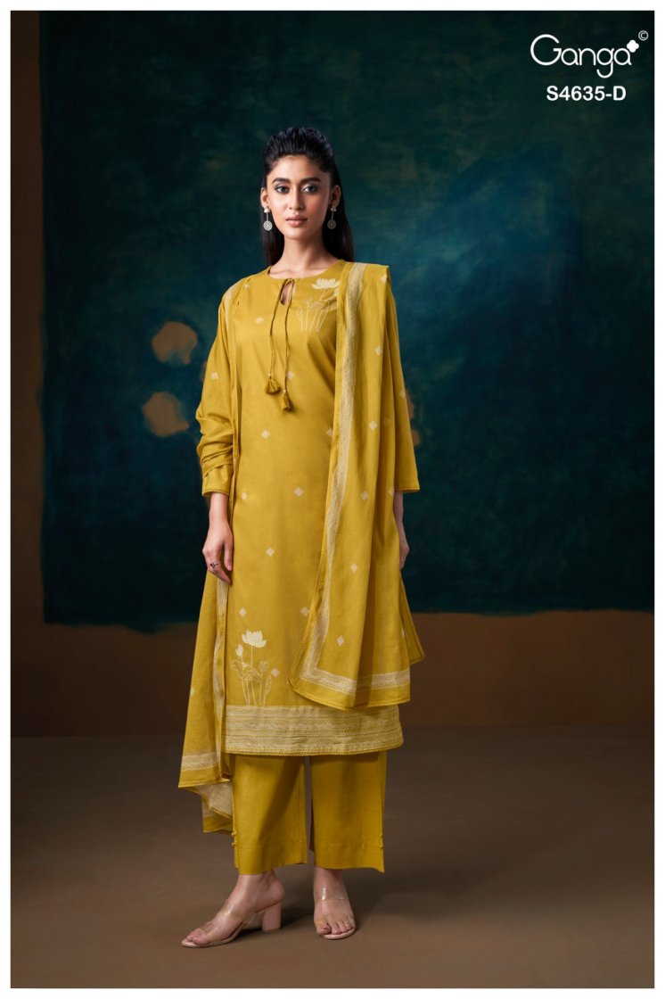 BUY GANGA SUITS ONLINE GANGA RIVRA S4635 FABRIC DETAIL