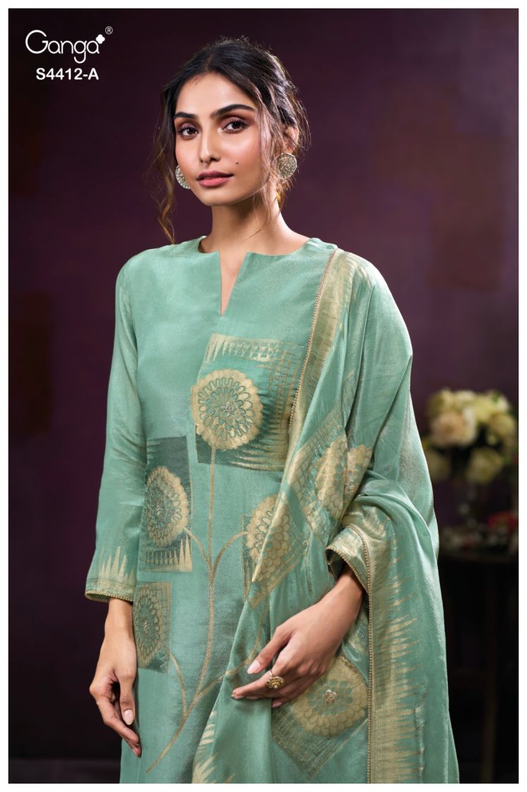 BUY GANGA SUITS ONLINE WITH PRICE GANGA RIYARA S4412 DUPATTA DESIGN