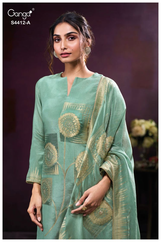 BUY GANGA SUITS ONLINE WITH PRICE GANGA RIYARA S4412 DUPATTA DESIGN
