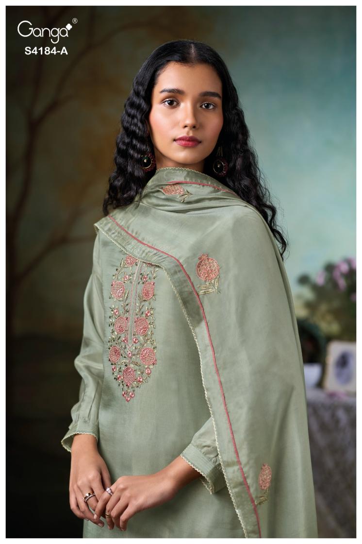 BUY GANGA FASHION SUITS SINGLE PIECE GANGA ROSIE S4184 FABRIC DETAIL