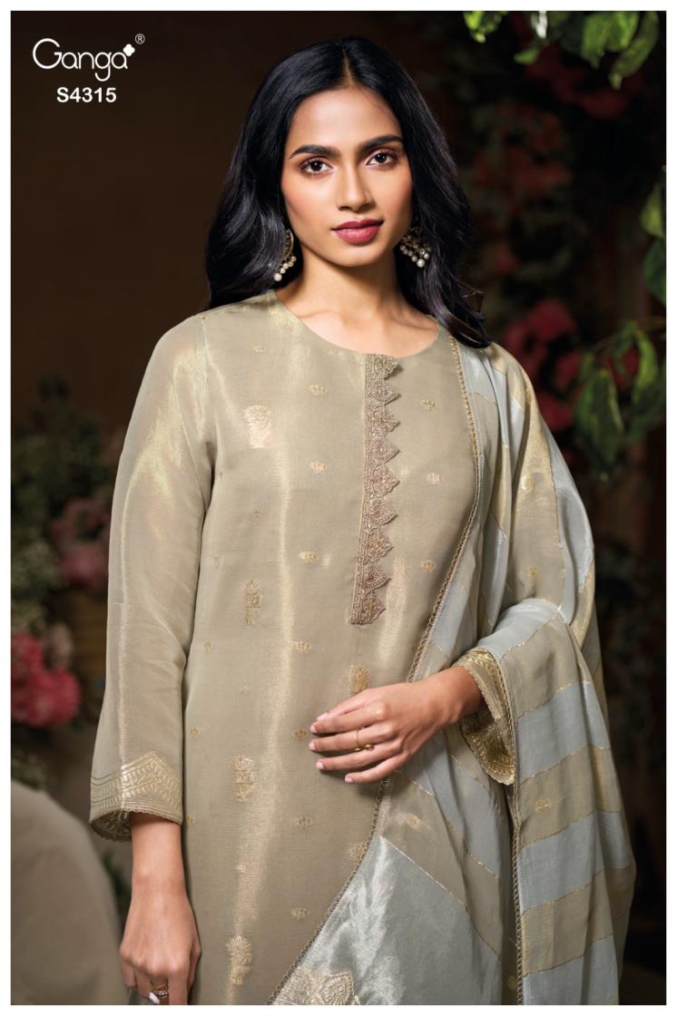 BUY GANGA SUITS ONLINE GANGA SAIRA S4315 FABRIC DETAIL