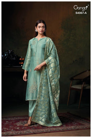 GANGA SANYA S4067 PREMIUM PURE BEMBERG SILK SUIT