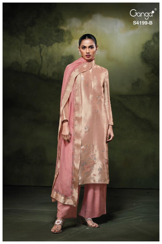 BUY GANGA SUITS ONLINE SHOPPING GANGA SAVYA S4199 FABRIC DETAIL