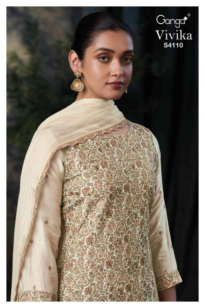 BUY GANGA SUITS WITH PRICE GANGA VIVIKA  S4110 DUPATTA DESIGN