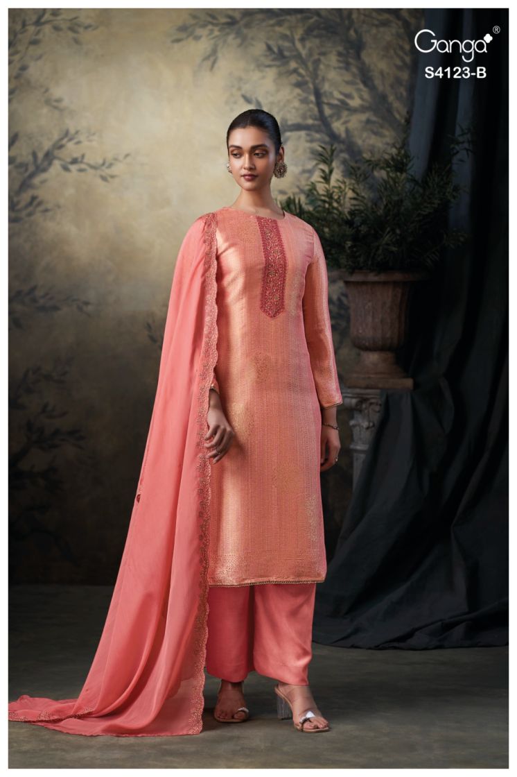 BUY GANGA SUITS ONLINE SALE GANGA YASIRA S4123 DUPATTA DESIGN