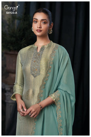 GANGA YASIRA S4123 PREMIUM PURE BEMBERG SILK JACQUARD SUIT