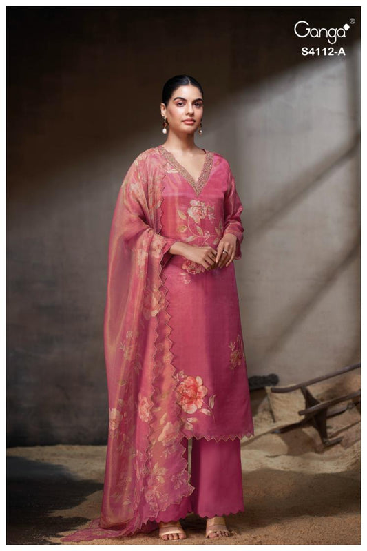 BUY GANGA SUITS SINGLE PIECE GANGA YELIZ S4112 CLOSEUP IMAGE