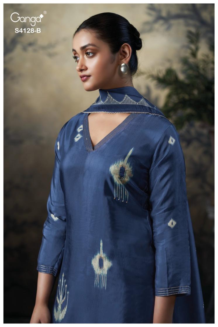 BUY GANGA SUITS ONLINE SINGLE PIECE GANGA ZIENNA S4128 BACK VIEW