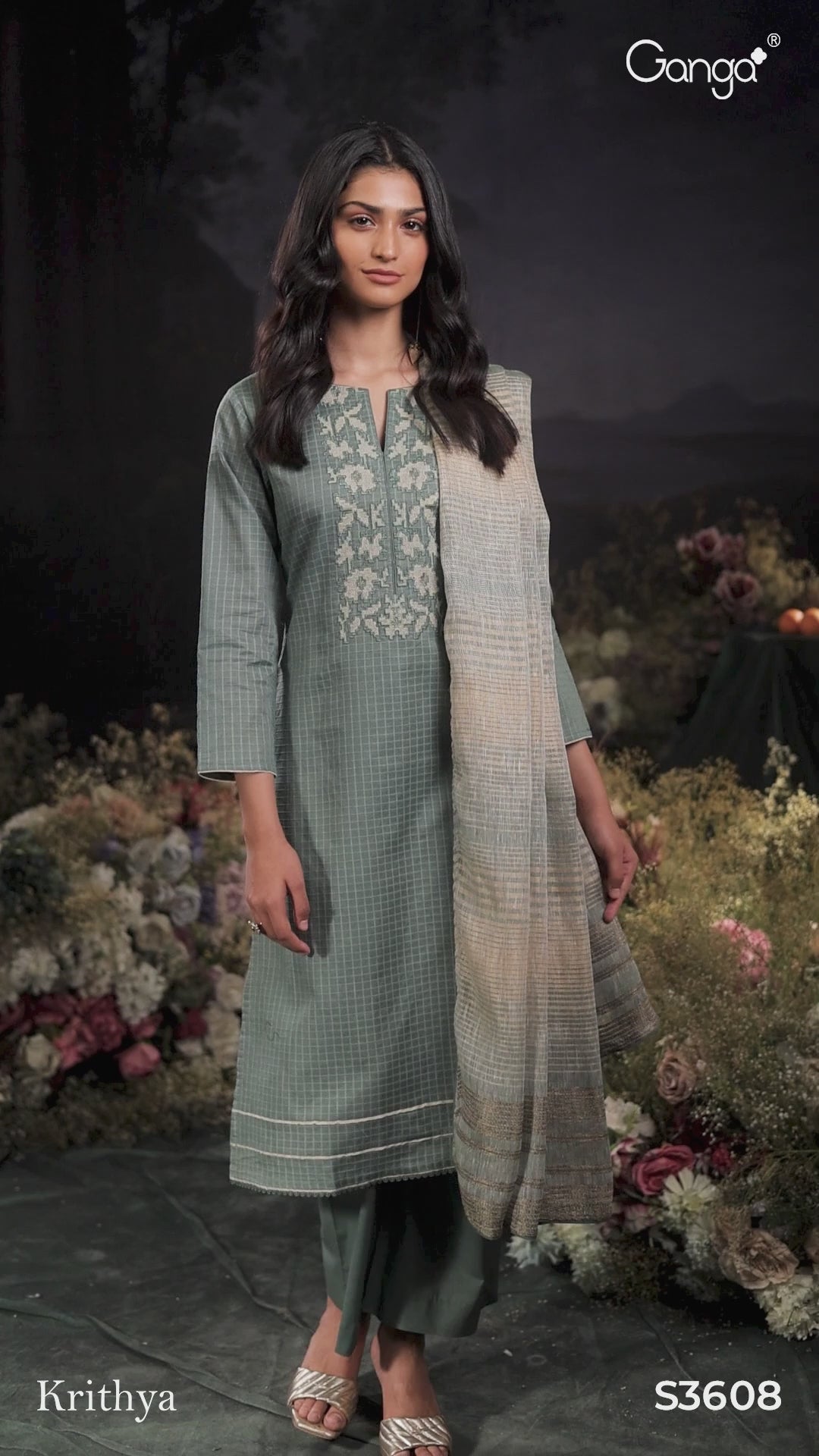 BUY GANGA SUITS ONLINE GANGA KRITHYA S3608 VIDEO