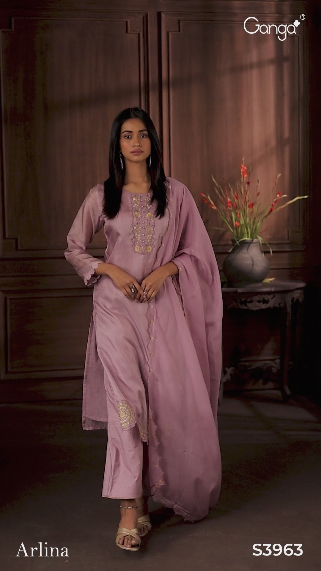 BUY GANGA UNSTITCHED SUITS ONLINE GANGA ARLINA S3963 PREMIUM SUIT VIDEO
