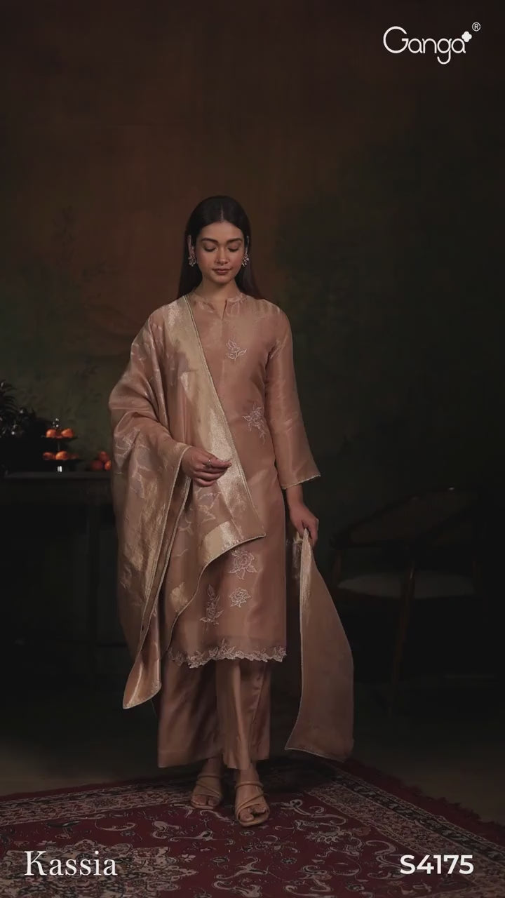 BUY GANGA UNSTITCHED SUITS ONLINE GANGA KASSIA S4175 DUPATTA DESIGN