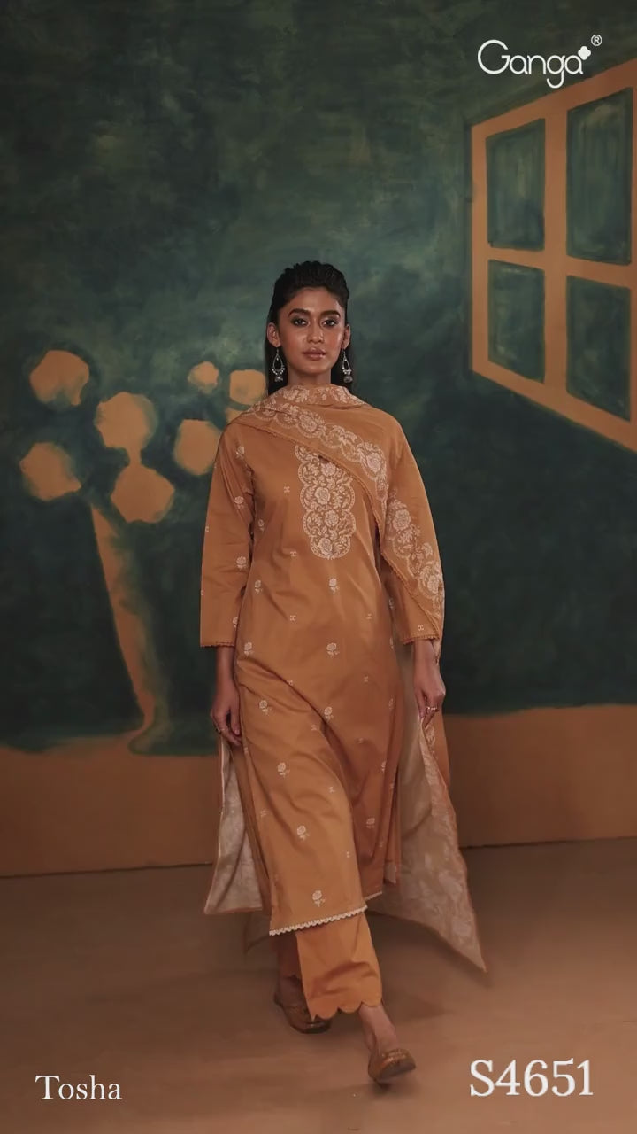 BUY GANGA SUITS ONLINE GANGA TOSHA S4651 LATEST DESIGN VIDEO