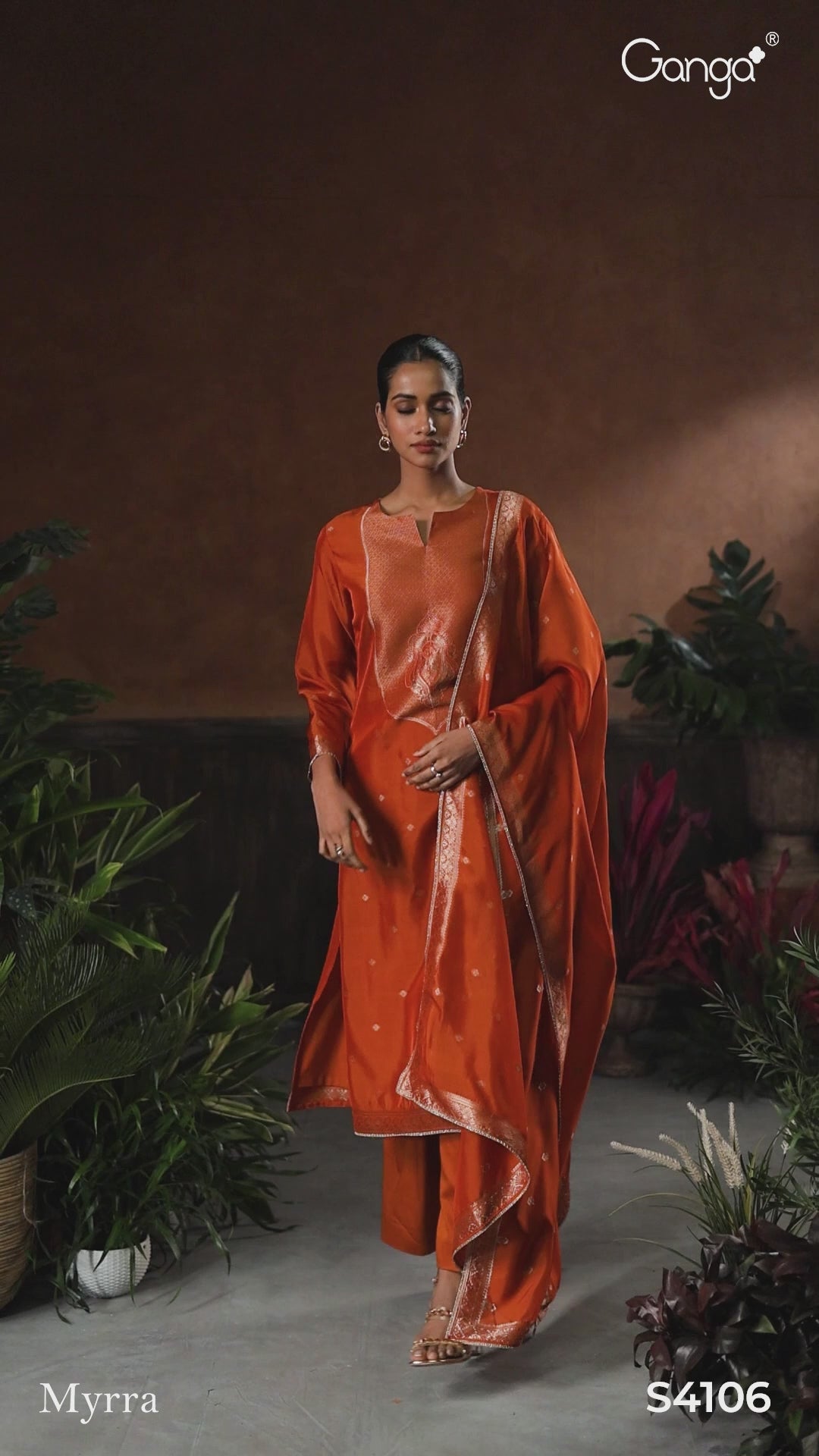 BUY GANGA SUITS WITH PRICE GANGA MYRRA S4106 FABRIC DETAIL VIDEO