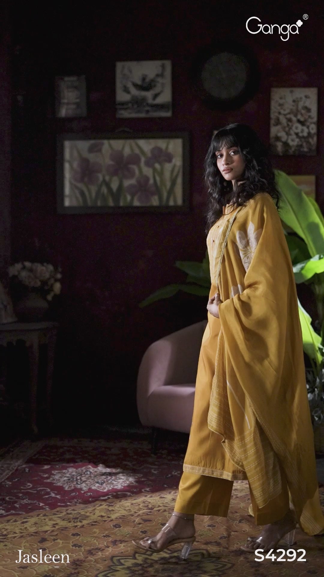 BUY GANGA SUITS ONLINE SALE GANGA JASLEEN S4292 NEW CATALOGUE VIDEO