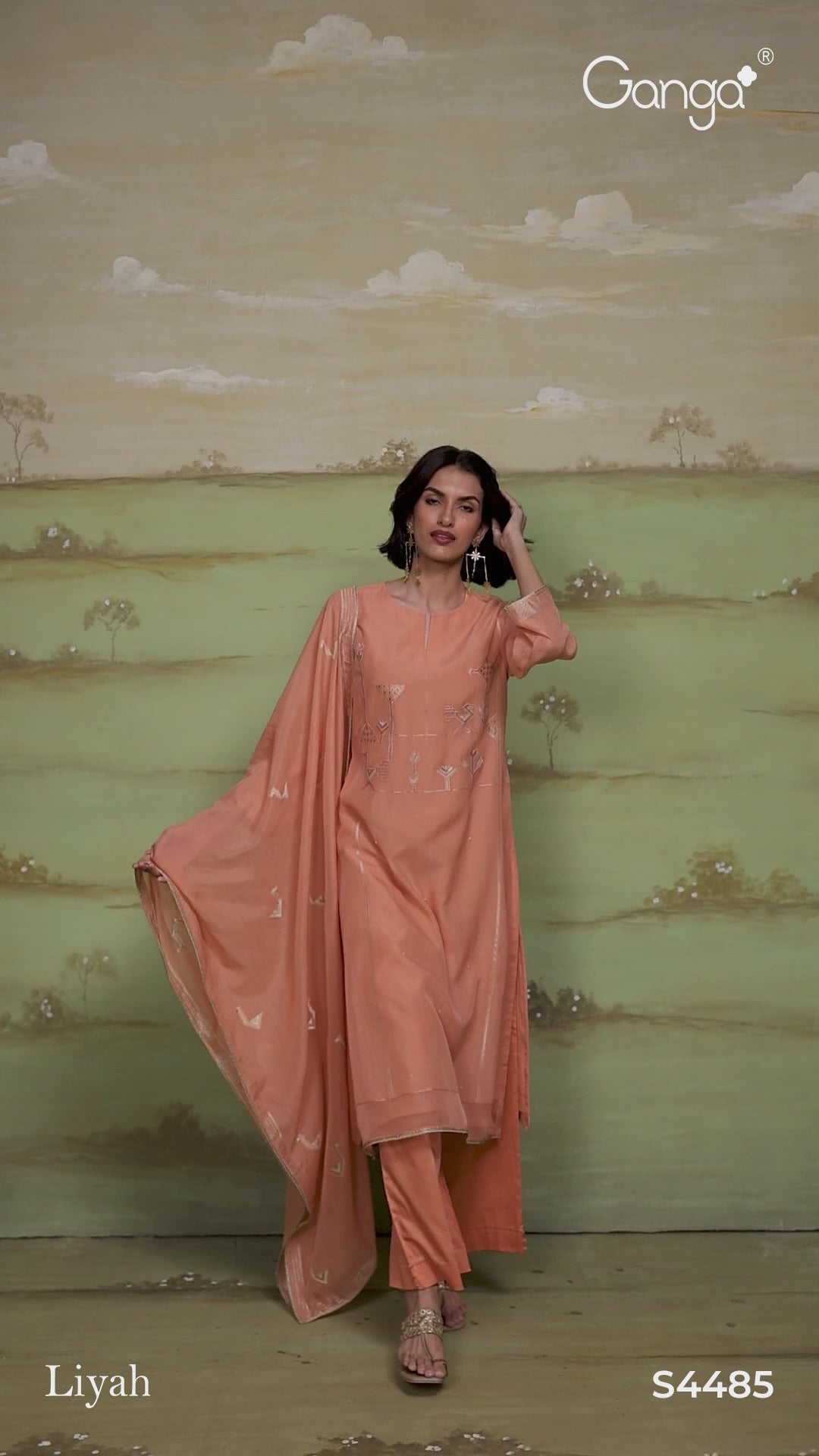 BUY GANGA SUITS GANGA LIYAH S4485 FABRIC DETAIL VIDEO